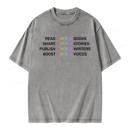 Pagewings Read Diverse Books Unisex Washed T-shirt