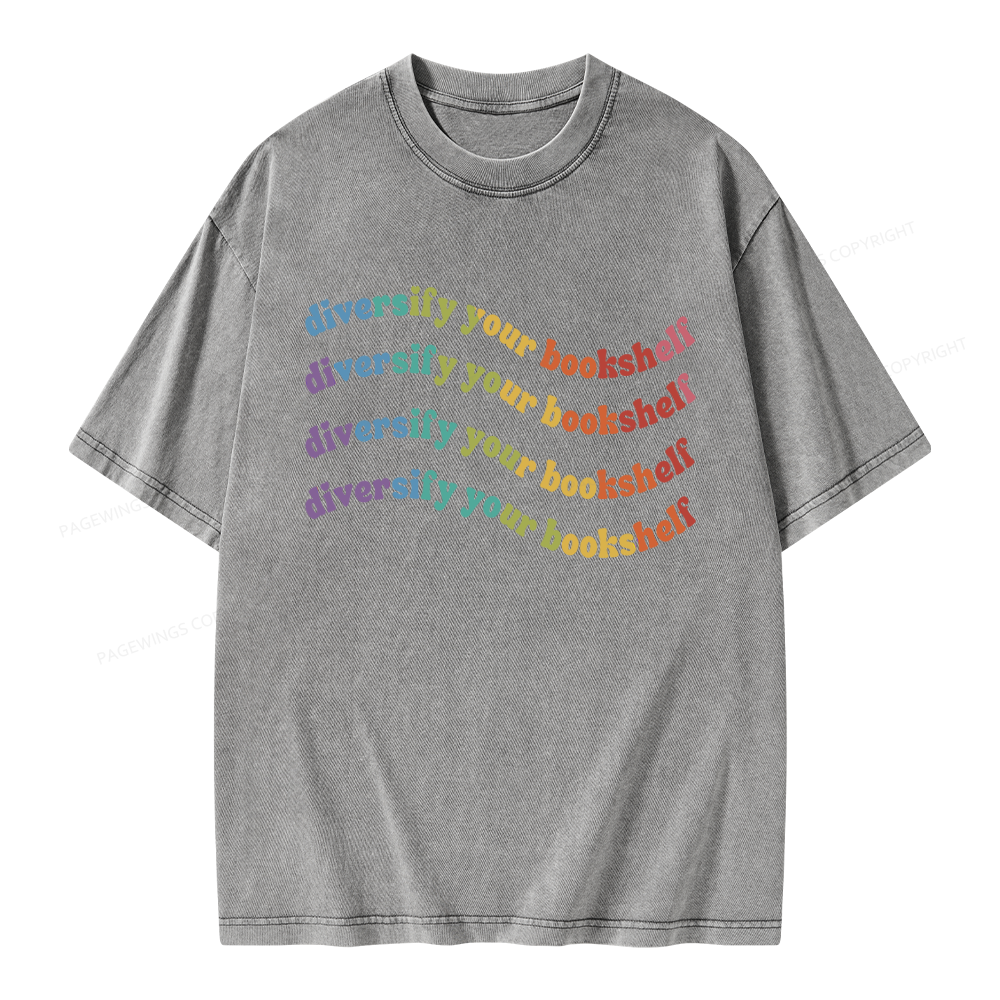 Pagewings Diversify Your Bookshelf Unisex Washed T-shirt
