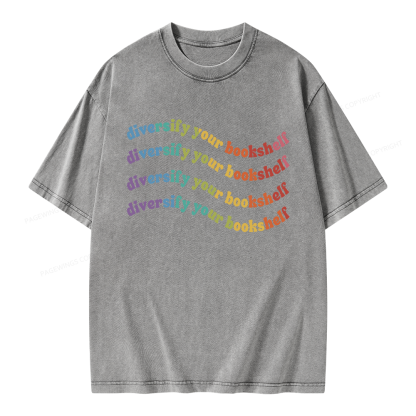 Pagewings Diversify Your Bookshelf Unisex Washed T-shirt