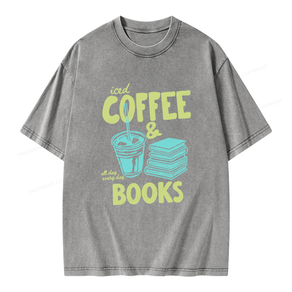 Pagewings Coffee And Books Unisex Washed T-shirt
