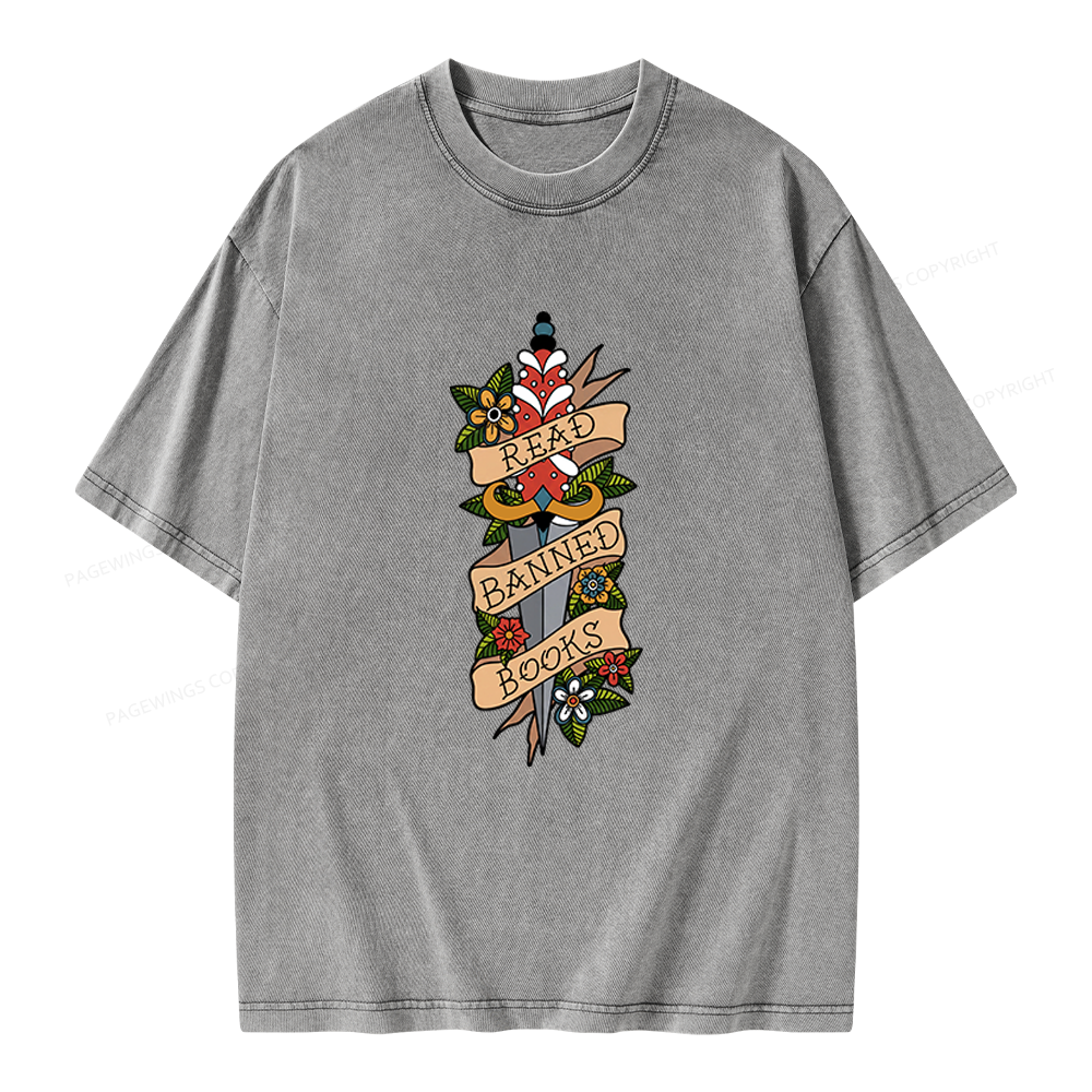 Pagewings Banned Books Unisex Washed T-shirt