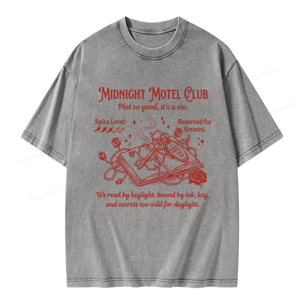 Pagewings Midnight Motel Club Unisex Washed T-shirt