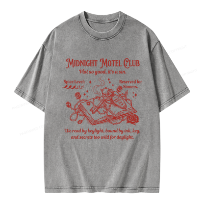 Pagewings Midnight Motel Club Unisex Washed T-shirt