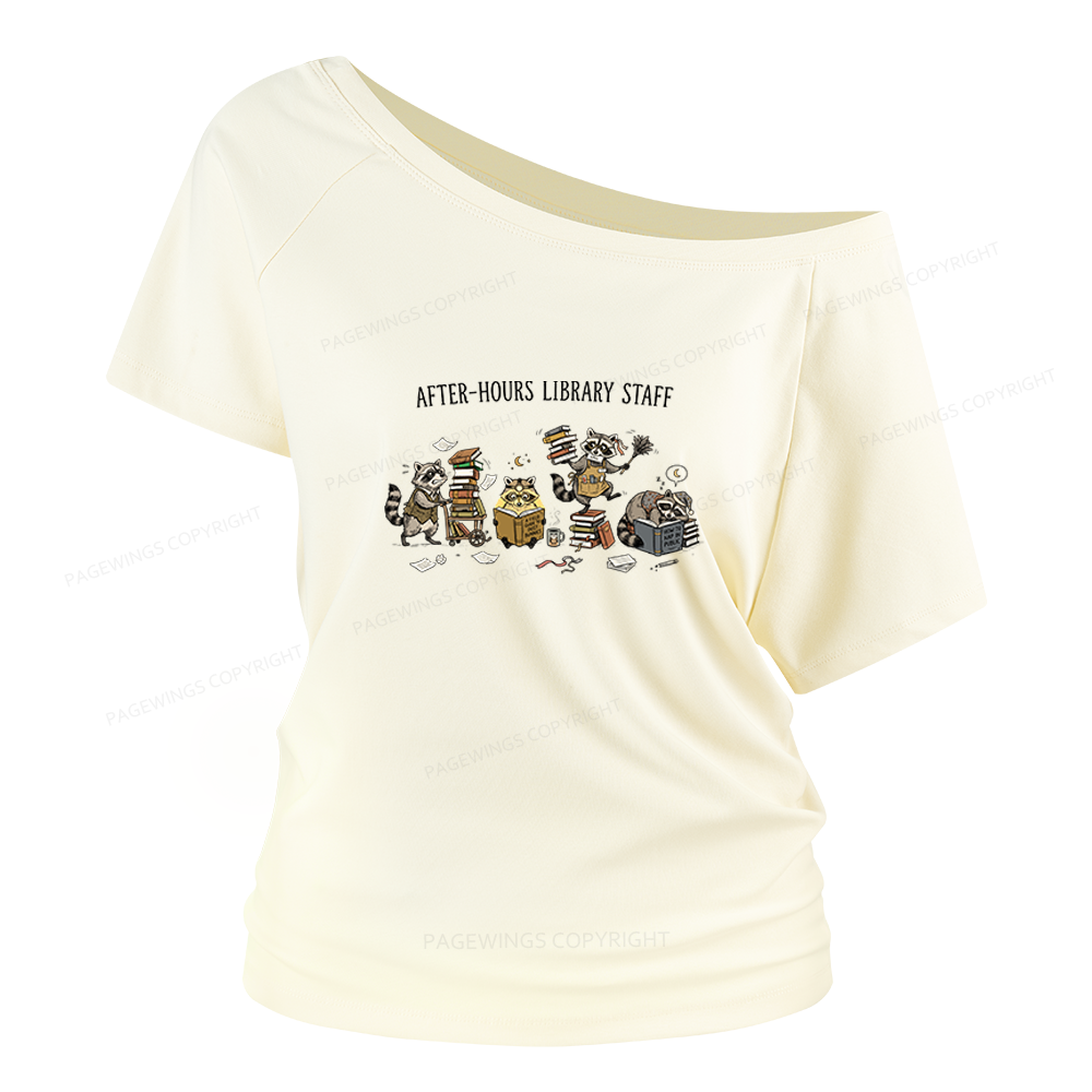 Pagewings After-Hours Library Staff Women Off Shoulder T-shirts