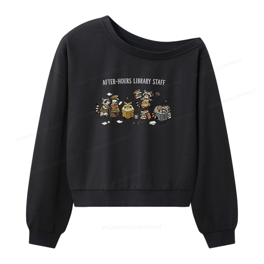 Pagewings After-Hours Library Staff Women Off Shoulder Sweatshirt
