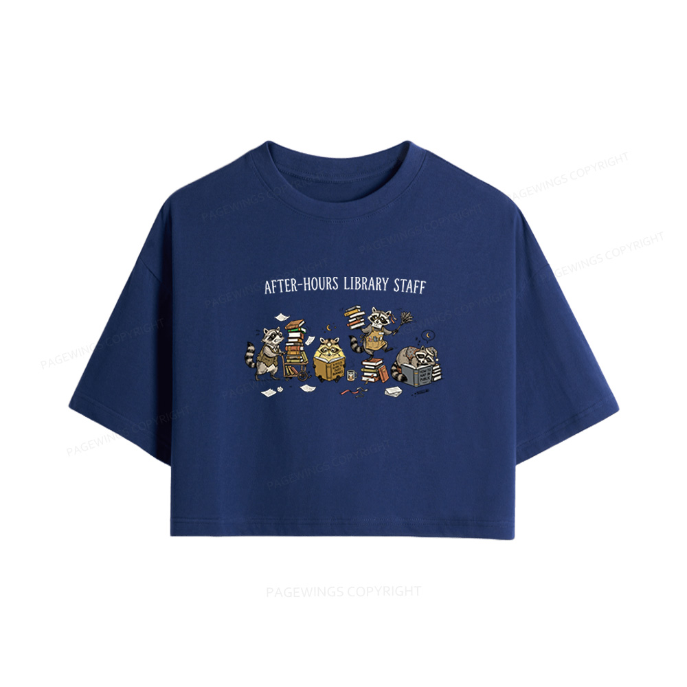 Pagewings After-Hours Library Staff Women Crop Tops