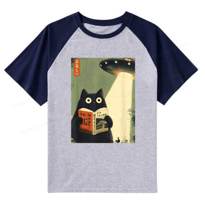 Pagewings Cat Book Lovers Raglan T-shirt