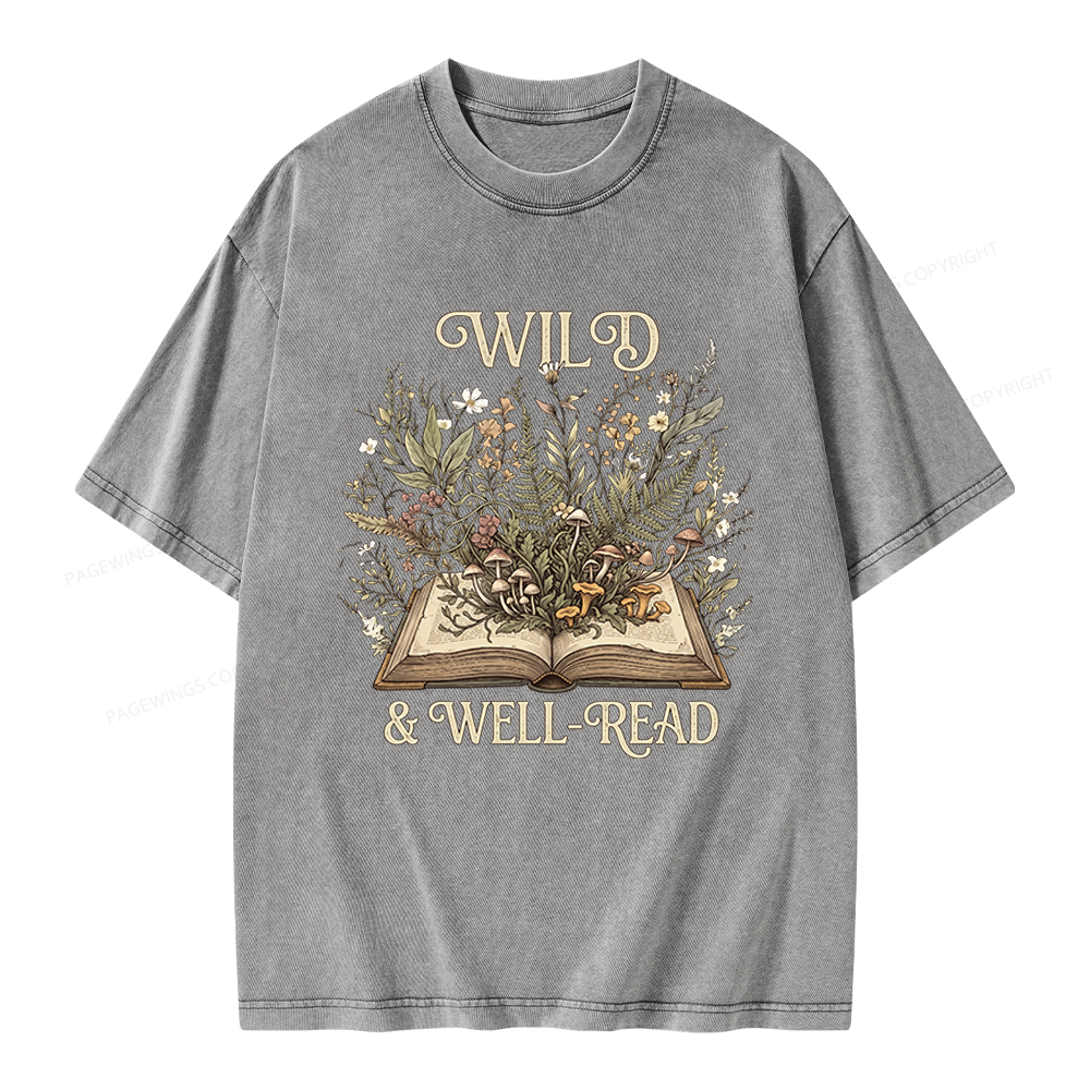 Pagewings Wild And Well-Read Unisex Washed T-shirt