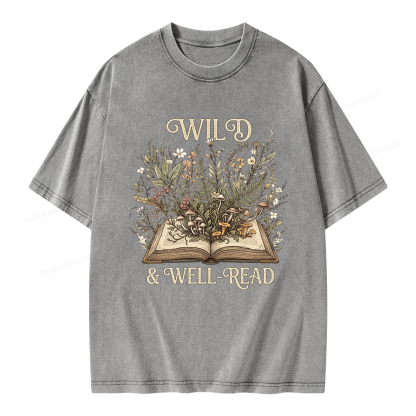 Pagewings Wild And Well-Read Unisex Washed T-shirt