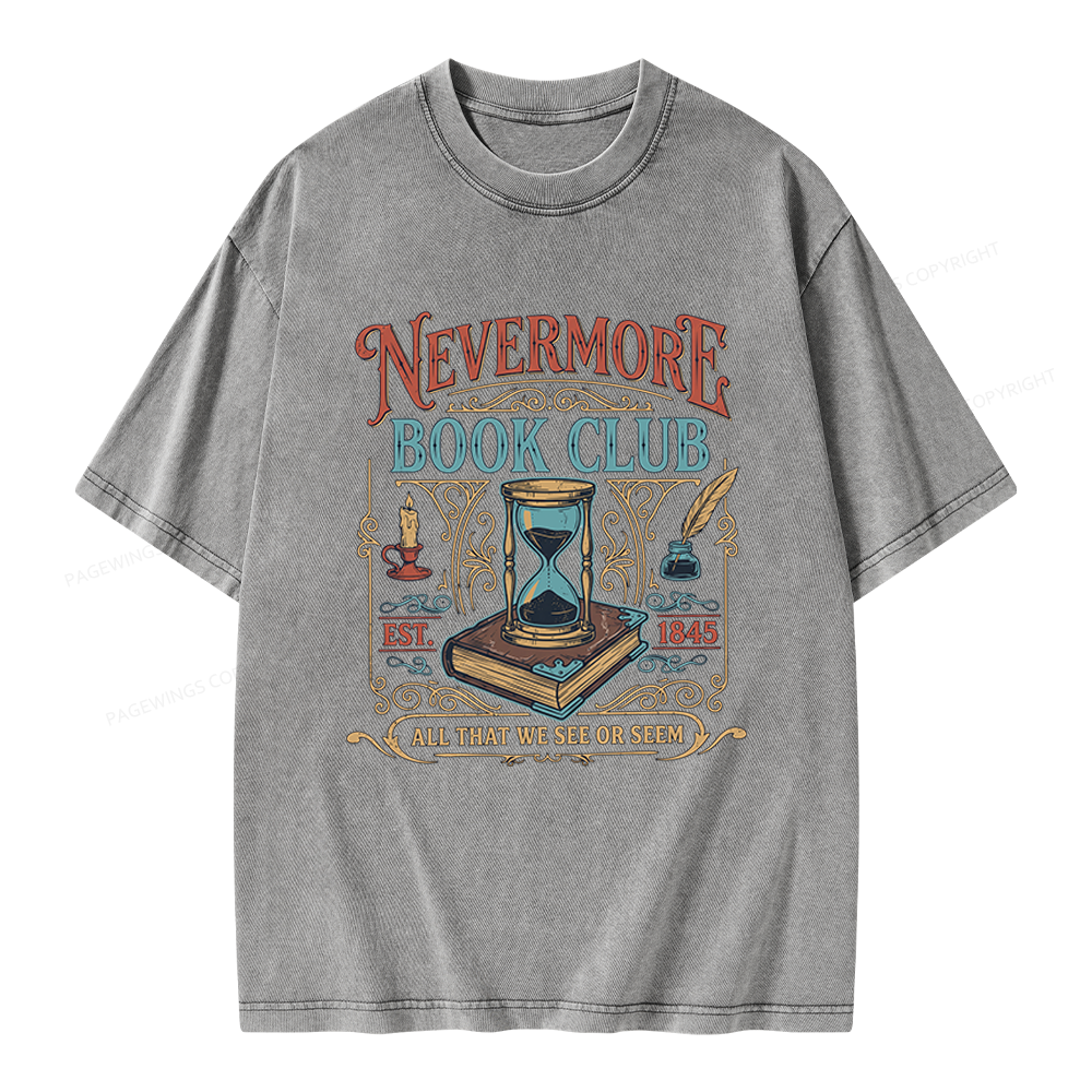 Pagewings Nevermore Book Club Unisex Washed T-shirt