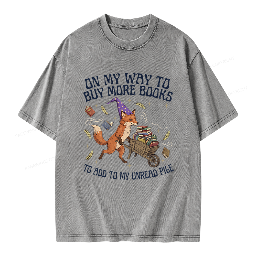 Pagewings On My Way To Buy More Books Unisex Washed T-shirt