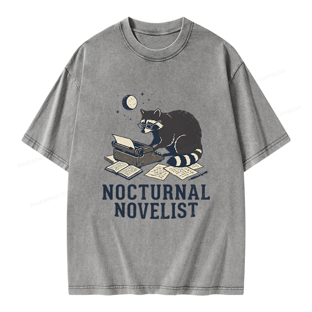 Pagewings Nocturnal Novelist Unisex Washed T-shirt