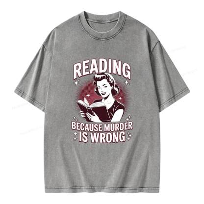 Pagewings Funny Book Lover Unisex Washed T-shirt