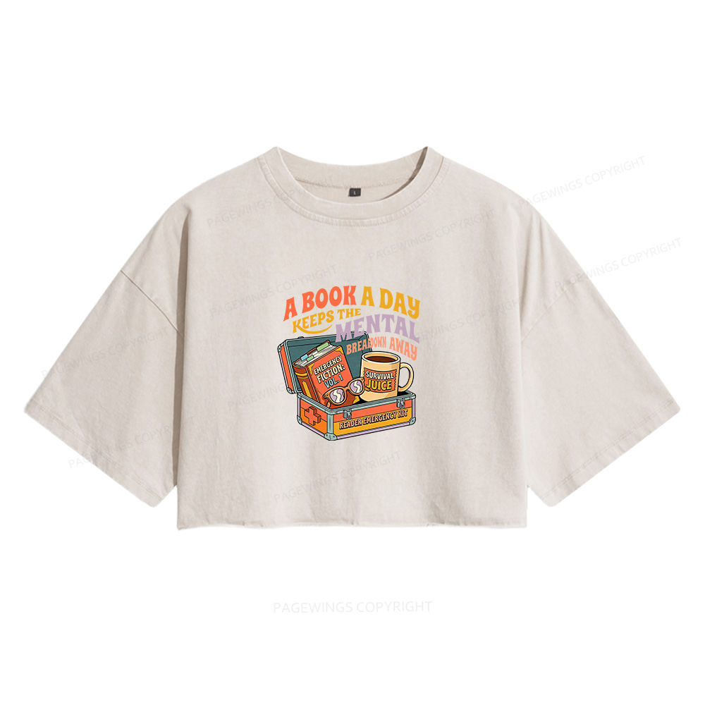 Pagewings A Book A Day Women's Washed Cropped T-shirt