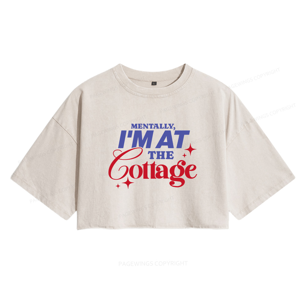 Pagewings I'm At The Cottage Women's Washed Cropped T-shirt