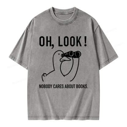 Pagewings Nobody Cares About Books Unisex Washed T-shirt