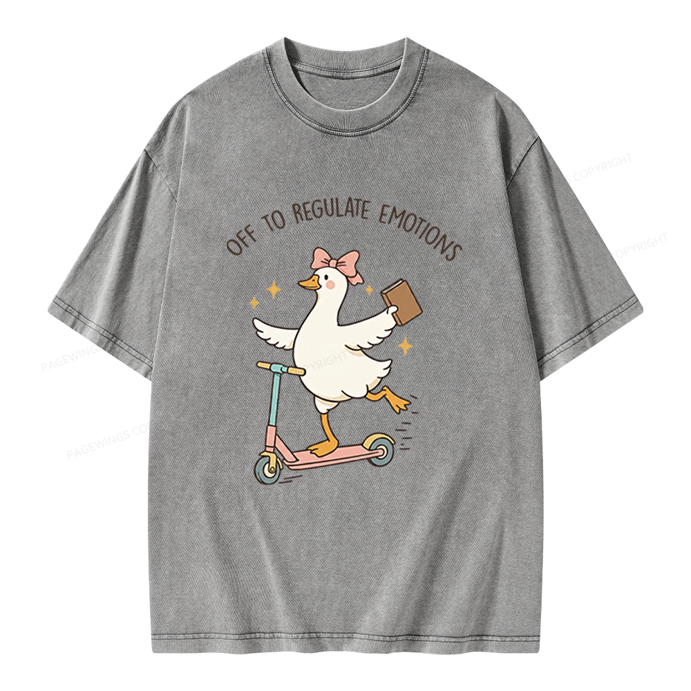 Pagewings Off To Regulate Emotions Unisex Washed T-shirt