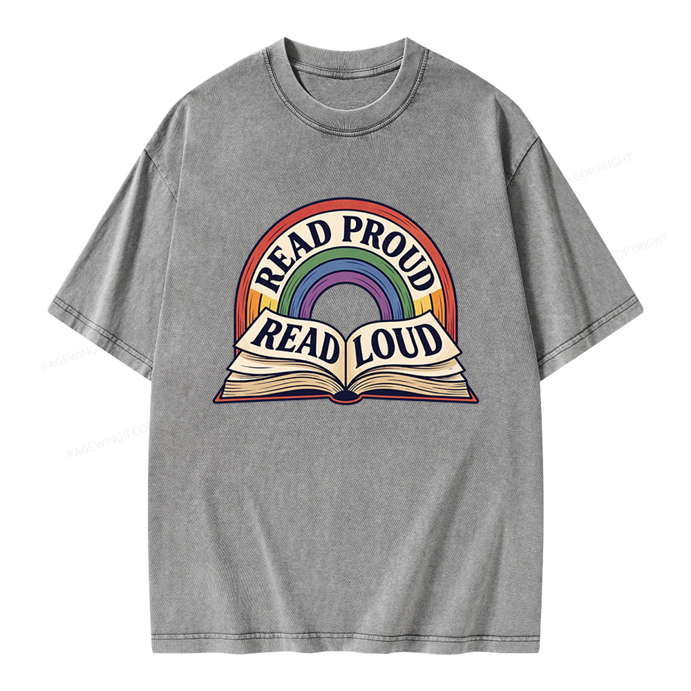 Pagewings Read Proud Read Loud Unisex Washed T-shirt