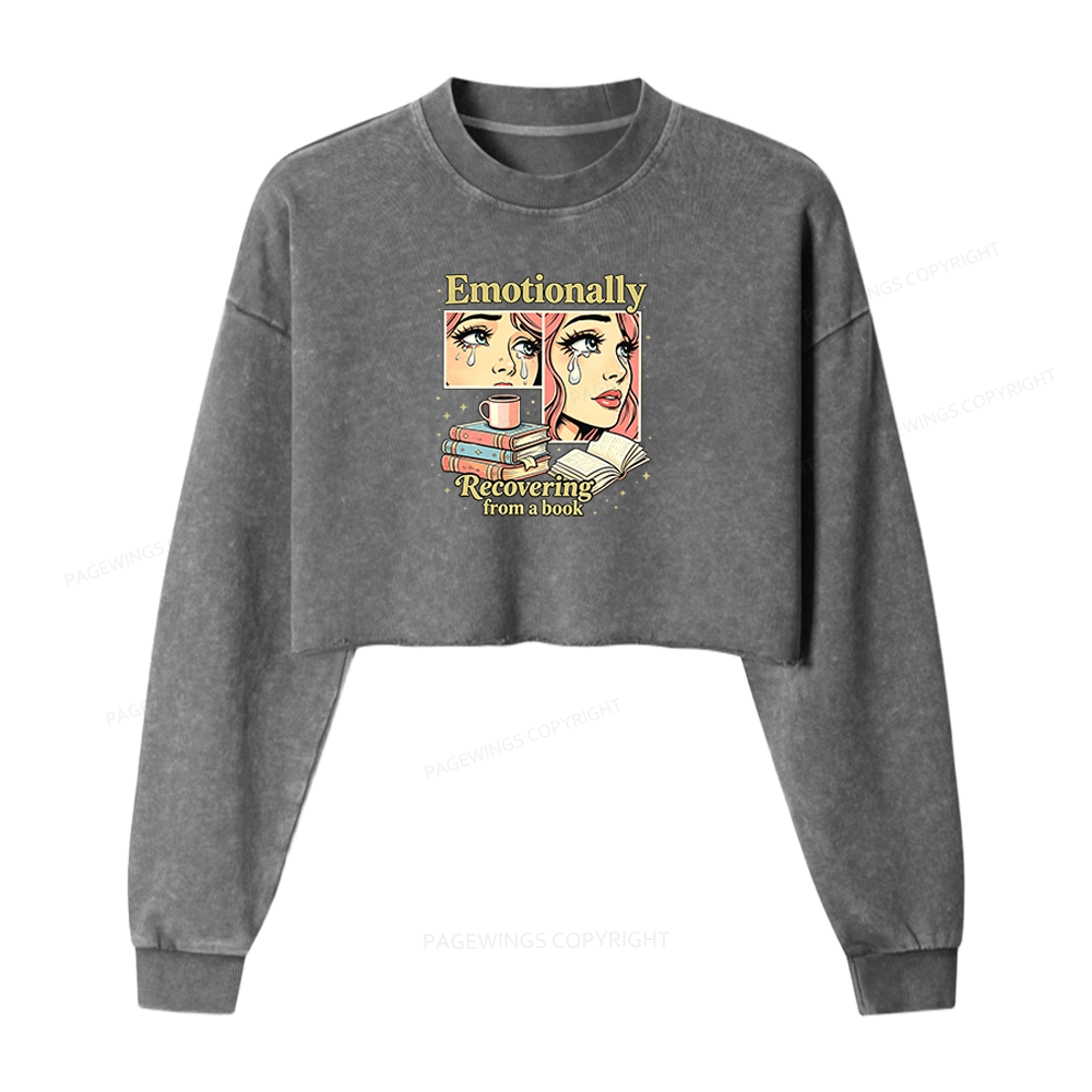 Pagewings Emotionally Recovering From A Book Washed Crop Sweatshirt
