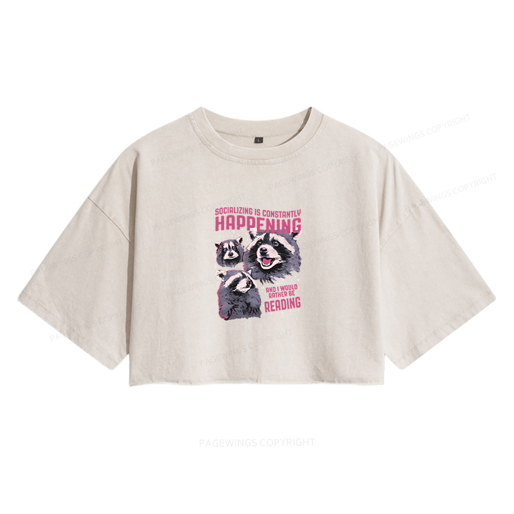 Pagewings And I Would Rather Be Reading Women's Washed Cropped T-shirt