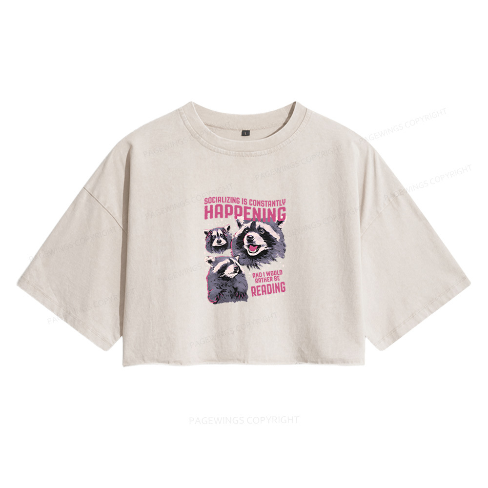 Pagewings And I Would Rather Be Reading Women's Washed Cropped T-shirt