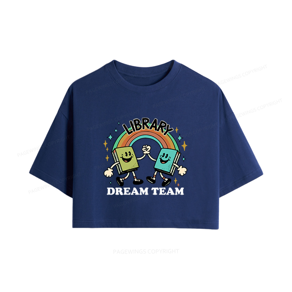 Pagewings Library Dream Team Funny Women Crop Tops