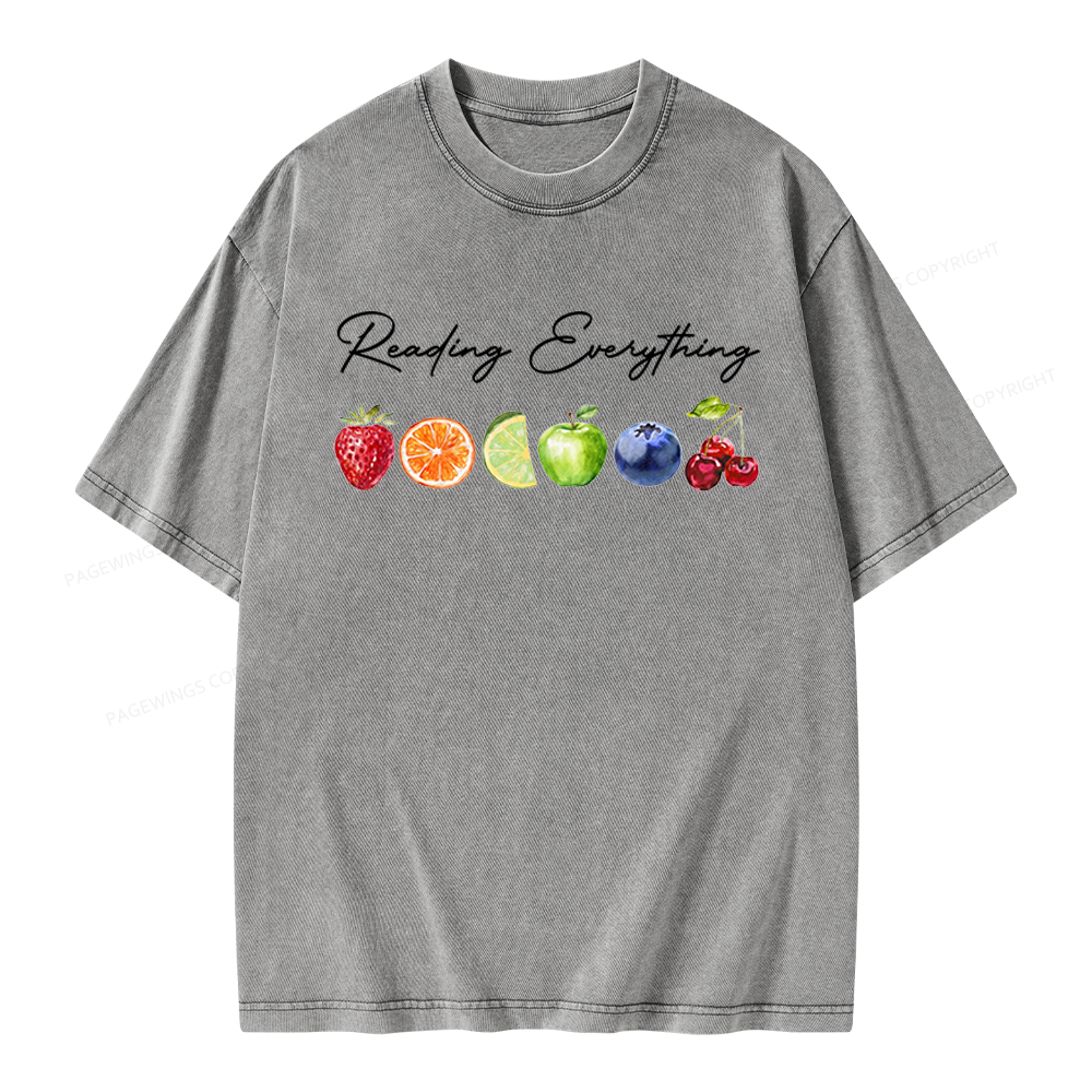 Pagewings Reading Everything Unisex Washed T-shirt