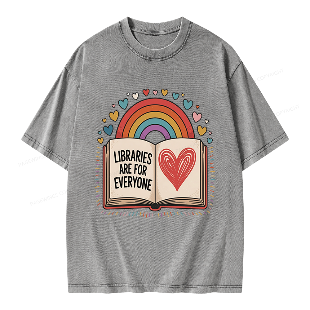 Pagewings Libraries Are For Everyone Unisex Washed T-shirt