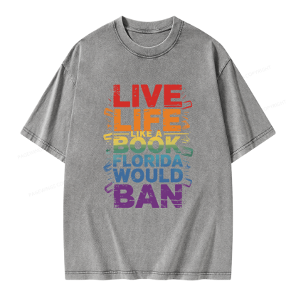 Pagewings Live Life Like A Book Unisex Washed T-shirt