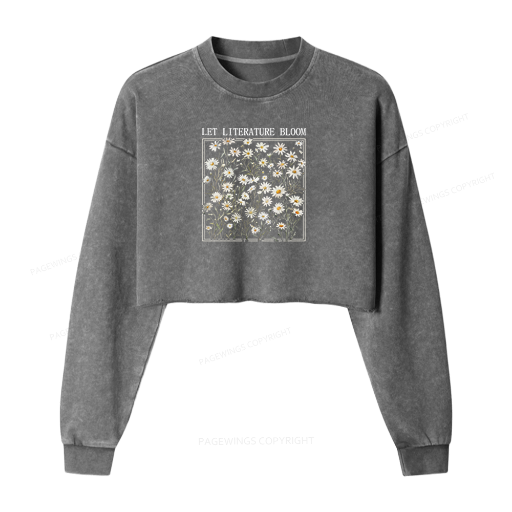 Pagewings Let Literature Bloom Washed Crop Sweatshirt