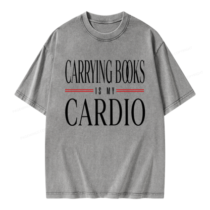 Pagewings Carrying Books Is My Cardio Unisex Washed T-shirt