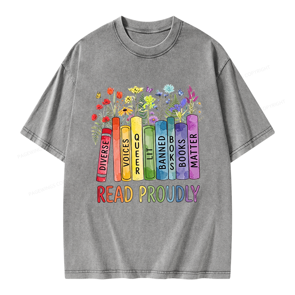 Pagewings Read Proudly Unisex Washed T-shirt