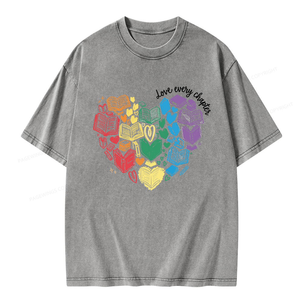 Pagewings Love Every Chapter Unisex Washed T-shirt