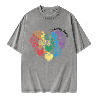 Pagewings Love Every Chapter Unisex Washed T-shirt