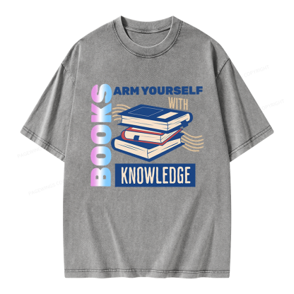 Pagewings Arm Yourself With Knowledge Unisex Washed T-shirt
