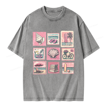 Pagewings Beach Summer Unisex Washed T-shirt