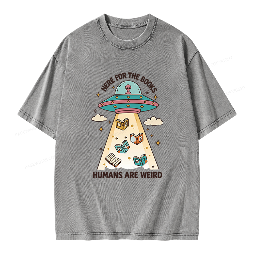 Pagewings Here For The Books Unisex Washed T-shirt