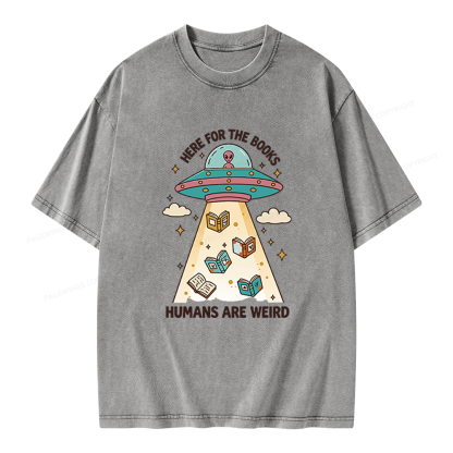Pagewings Here For The Books Unisex Washed T-shirt
