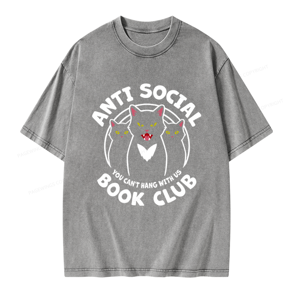 Pagewings Anti Social Book Club Unisex Washed T-shirt