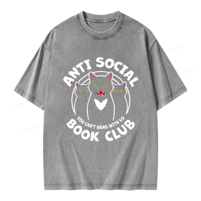 Pagewings Anti Social Book Club Unisex Washed T-shirt