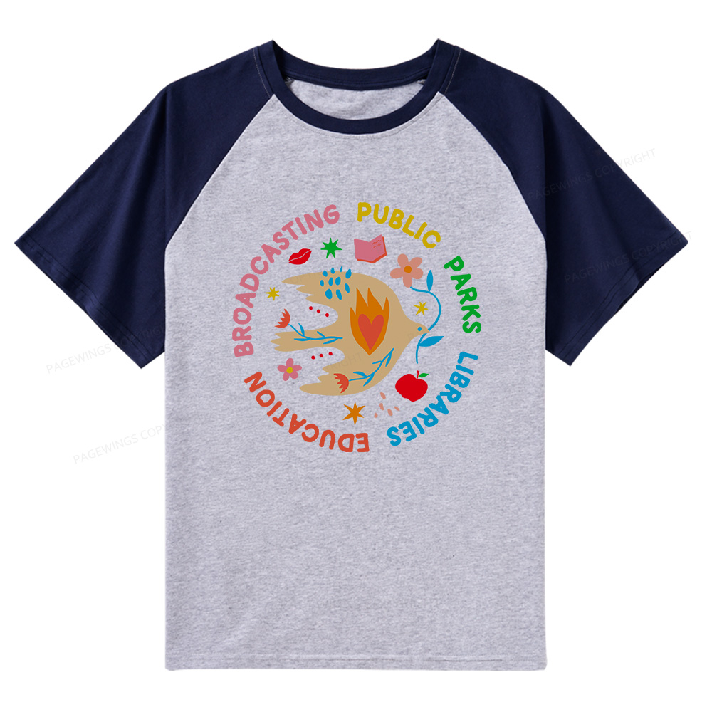 Pagewings Public Parks Libraries Raglan T-shirt