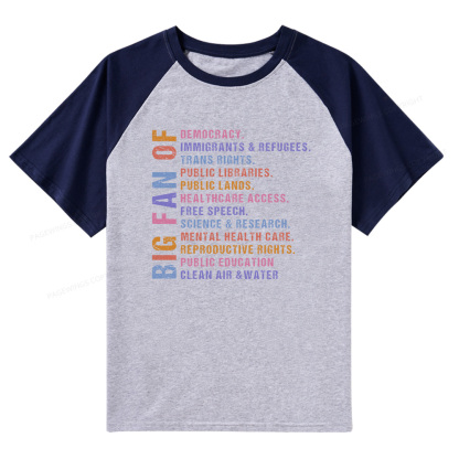 Pagewings Big Fan of Human Rights Raglan T-shirt