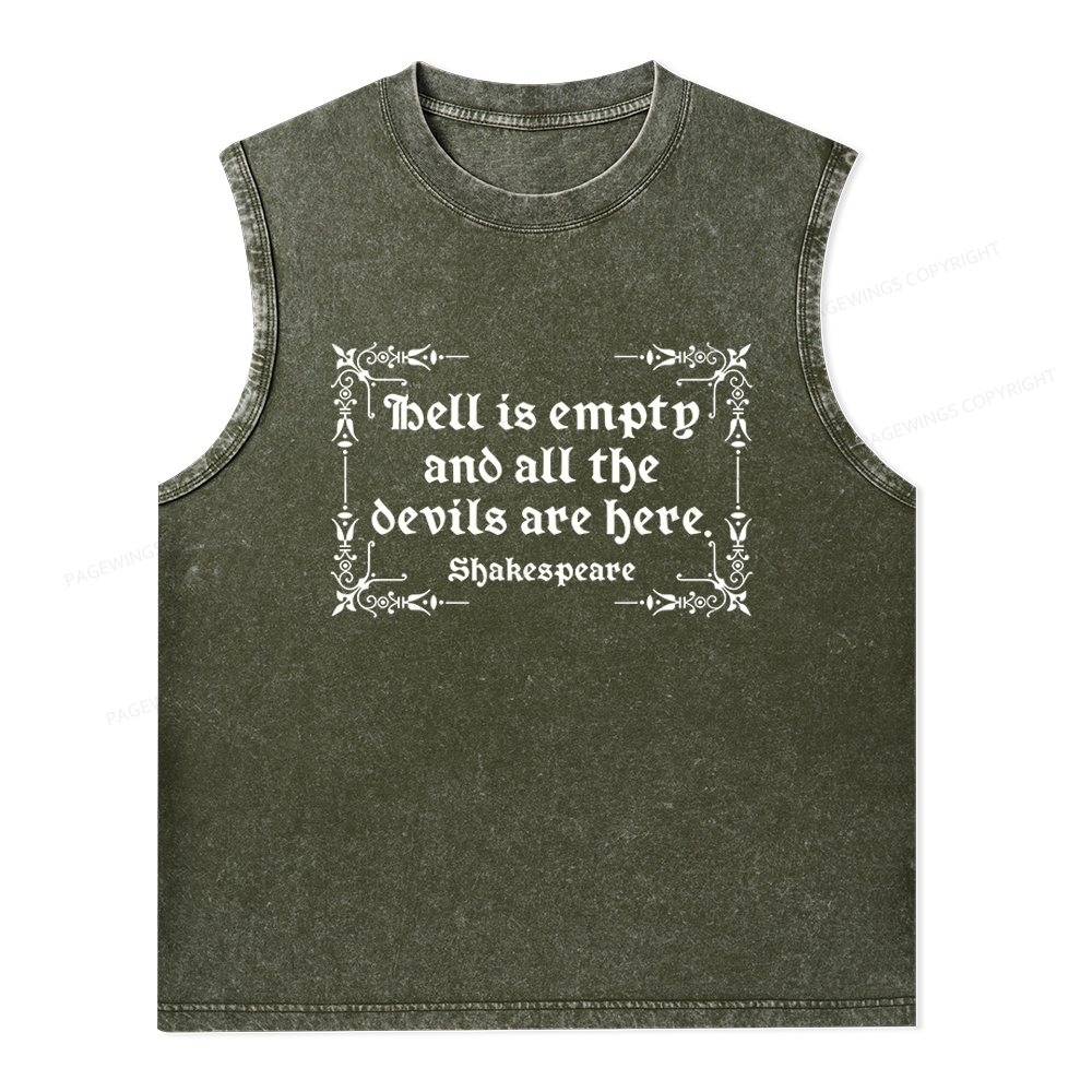 Pagewings Hell Is Empty Unisex Washed Tank Top