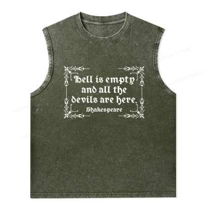 Pagewings Hell Is Empty Unisex Washed Tank Top