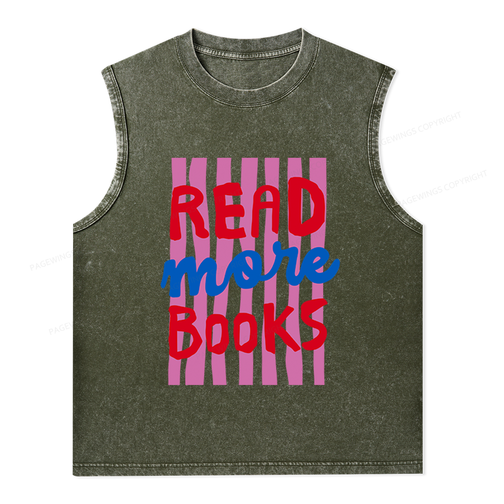Pagewings Read More Books Unisex Washed Tank Top