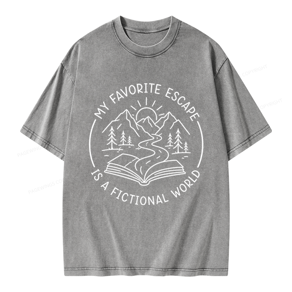Pagewings My Favorite Escape Is A Fictional World Unisex Washed T-shirt