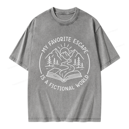 Pagewings My Favorite Escape Is A Fictional World Unisex Washed T-shirt