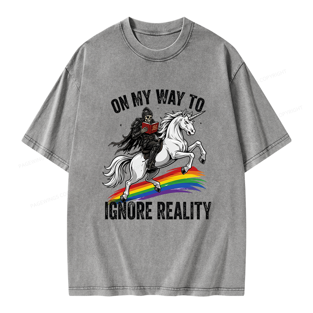 Pagewings On My Way To Ignore Reality Unisex Washed T-shirt