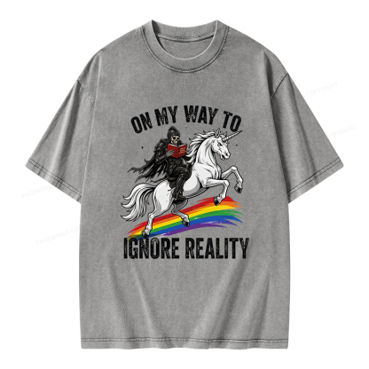 Pagewings On My Way To Ignore Reality Unisex Washed T-shirt