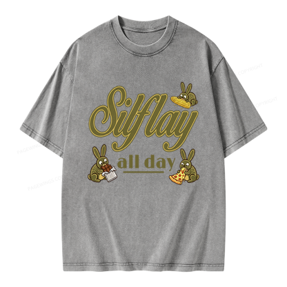 Pagewings Silflay All Day Unisex Washed T-shirt
